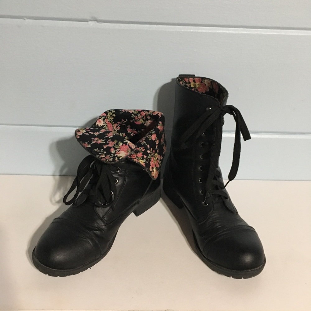 black combat boots